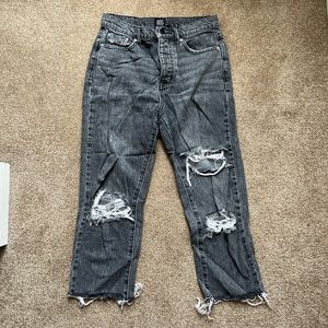 Black Ripped BDG Slim Straight Jeans
